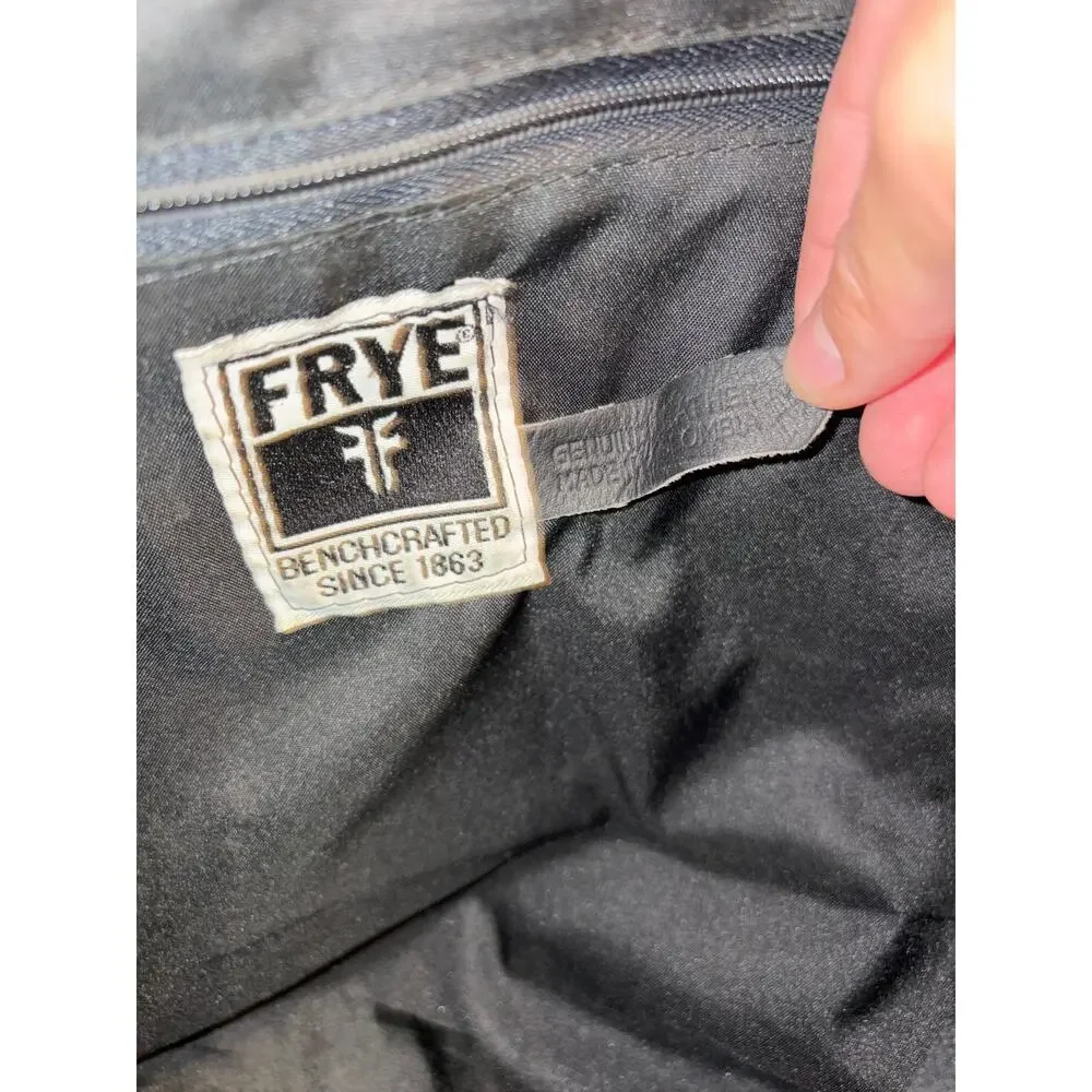 Vintage Frye Black Leather Tote Bag Laptop Work Purse